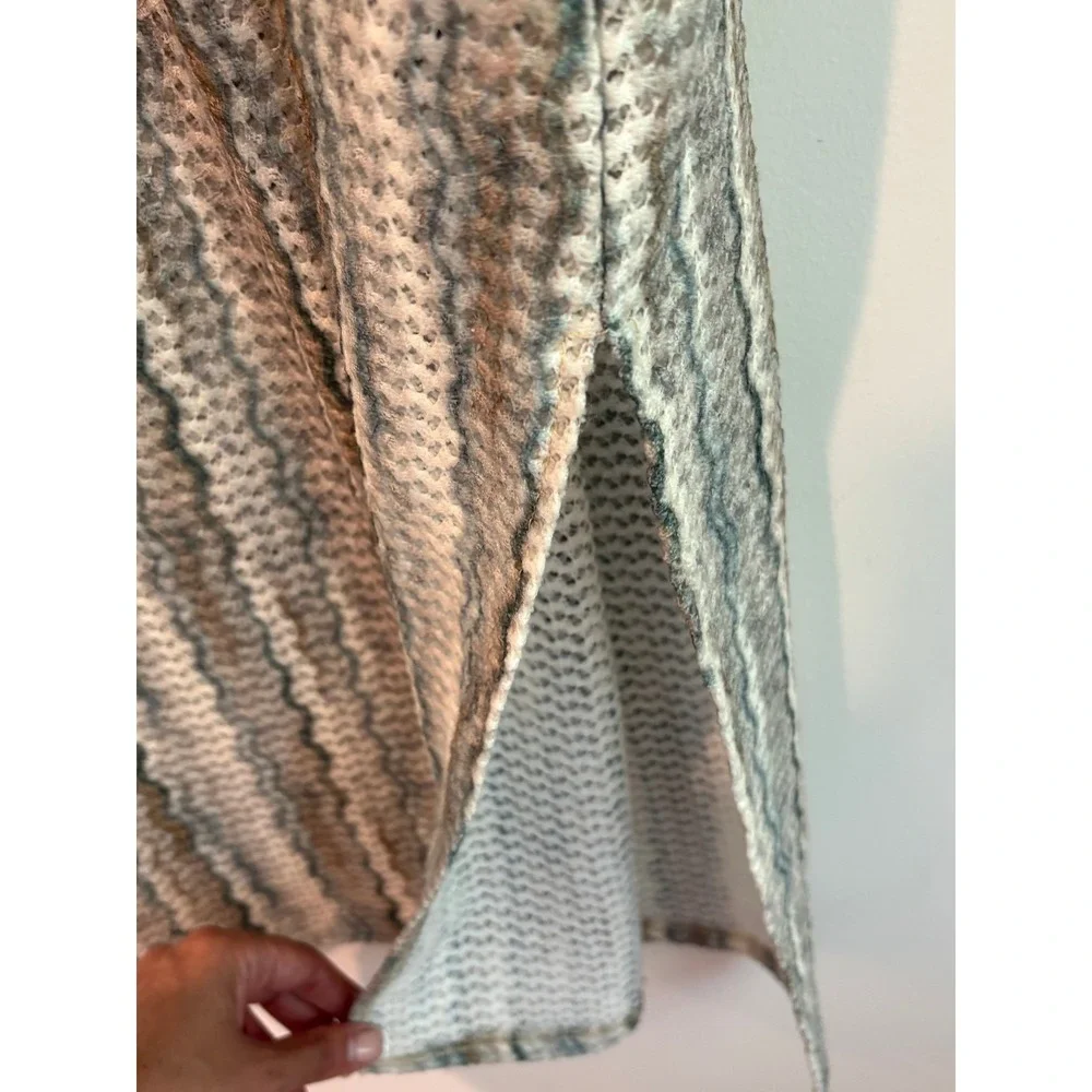 Skies Are Blue Sleeveless Mock Neck Bodycon Midi Dress Textured Knit Stripe XS